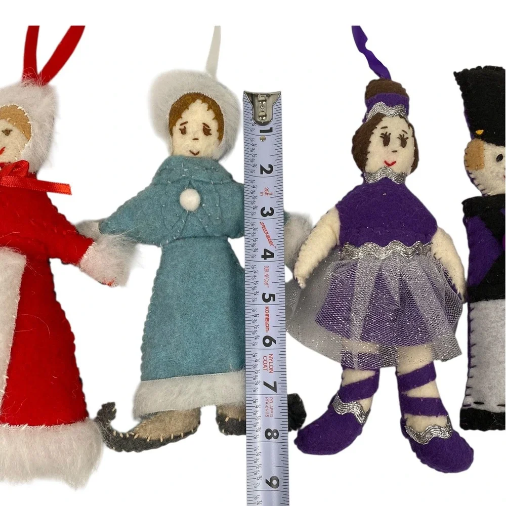 Handmade Nutcracker‎ Ballet Felt Christmas Ornaments Set of 5 Ballerina Soldier